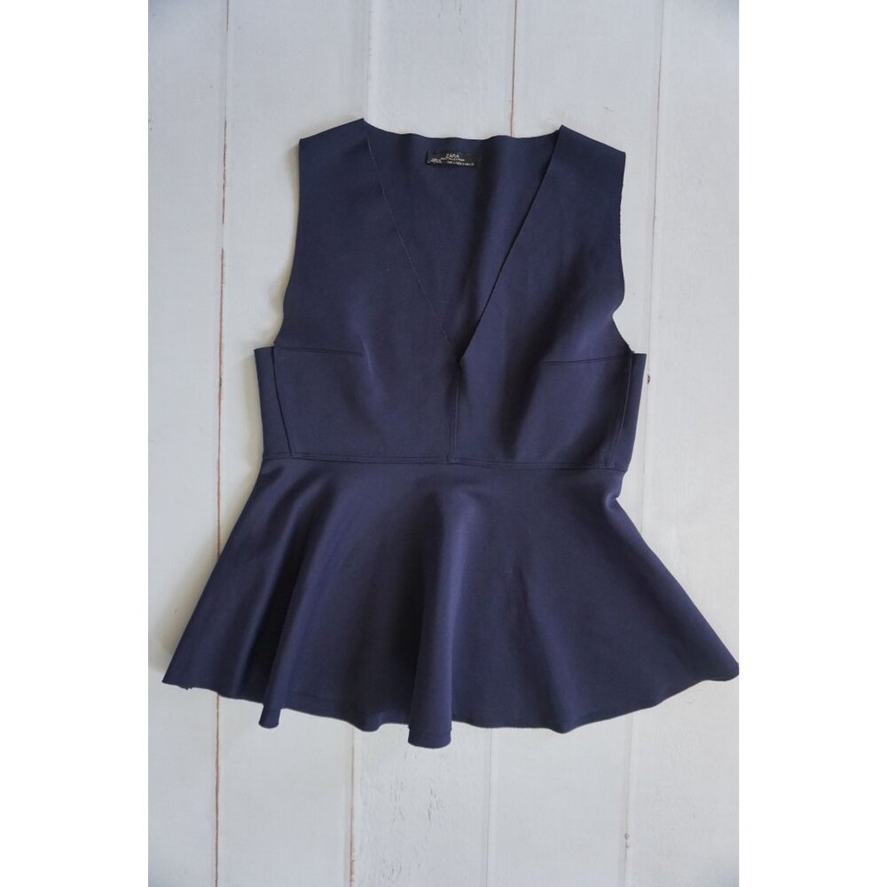 Zara Women Navy Peplum Top – Size S